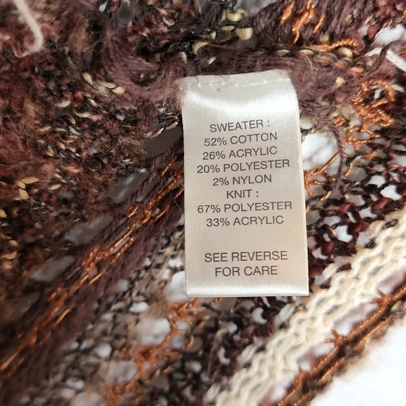 BKE Fringed Brown Sweater Open Cardigan Size Small - Picture 13 of 16